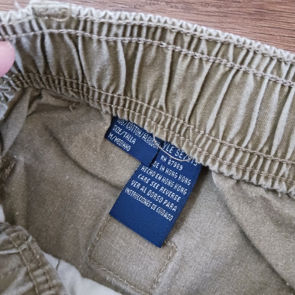 VINTAGE OP Ocean Pacific Tan Shorts Medium Cotton Elastic Waist 90's - Picture 4 of 8
